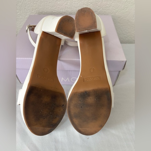 Top Moda Cream Block Heel Sandals Size 8 - Picture 5 of 8